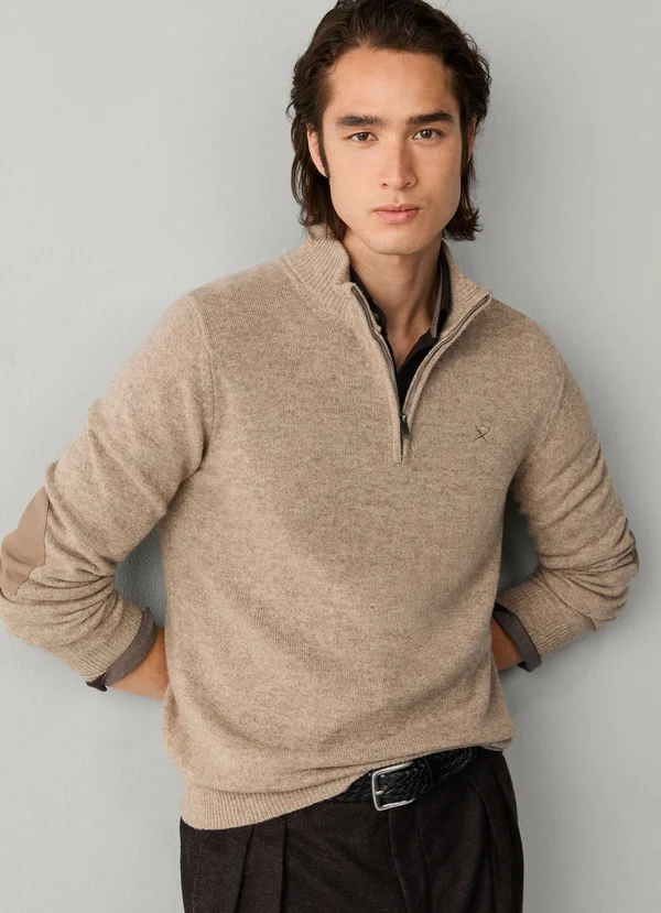 pull HACKETT en laine d'agneau à demi-zip 06XK
