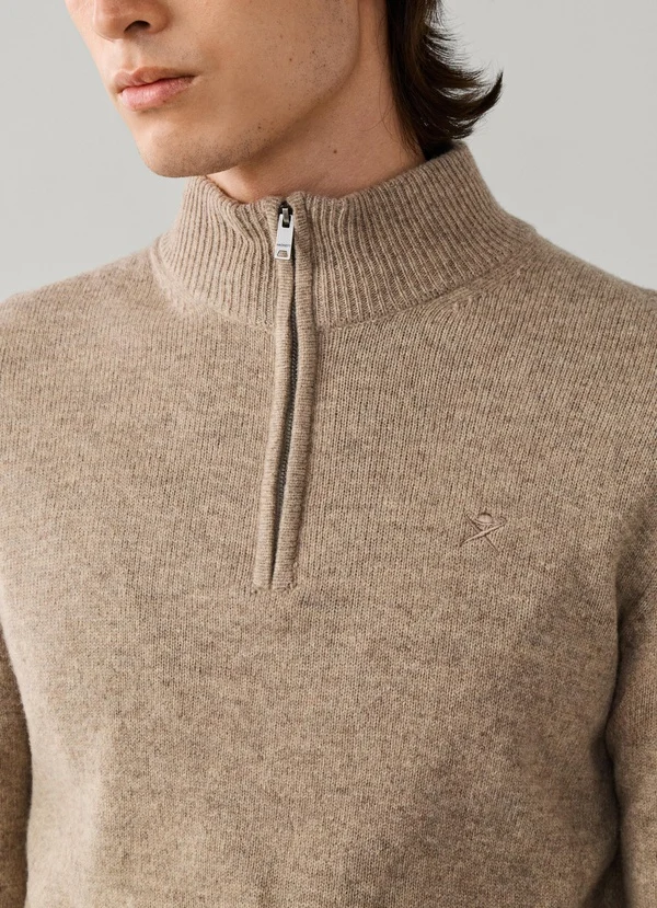 pull HACKETT en laine d'agneau à demi-zip 06XK – Image 2