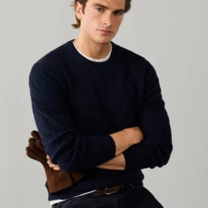pull HACKETT en laine d'agneau à maille torsadée à col rond 06XG