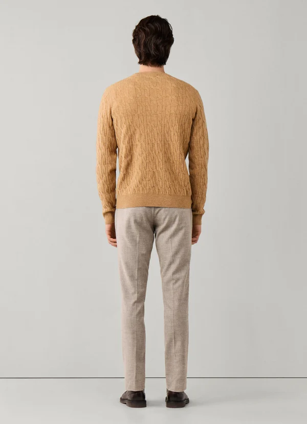 pull HACKETT en laine d'agneau à maille torsadée à col rond 06XS – Image 4